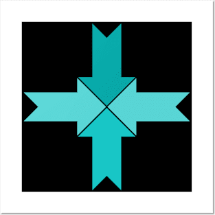 Simple teal arrow cross Posters and Art